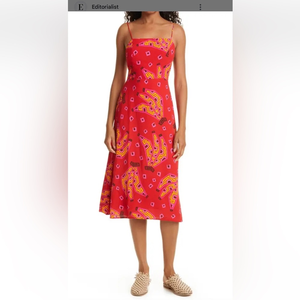 House of Harlow 1960 Red Strapless A-Line Midi Dress